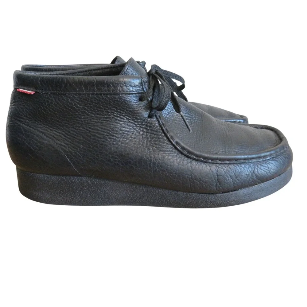 Clarks Stinson HI Ankle Boot Mens 12M Black Pebbled Leather Chukka Moccasin